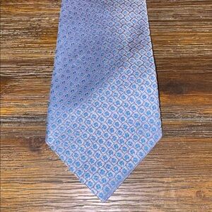 Charvet Blue and Silver Silk Geometric Tie